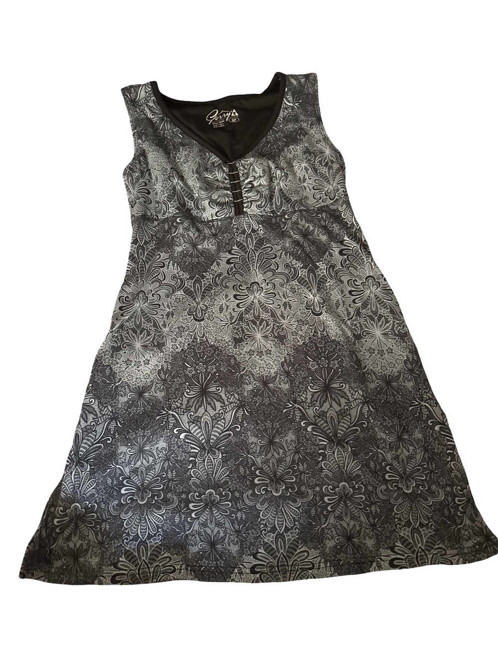 Gerry  Black and Gray Patterned A-Line Dress